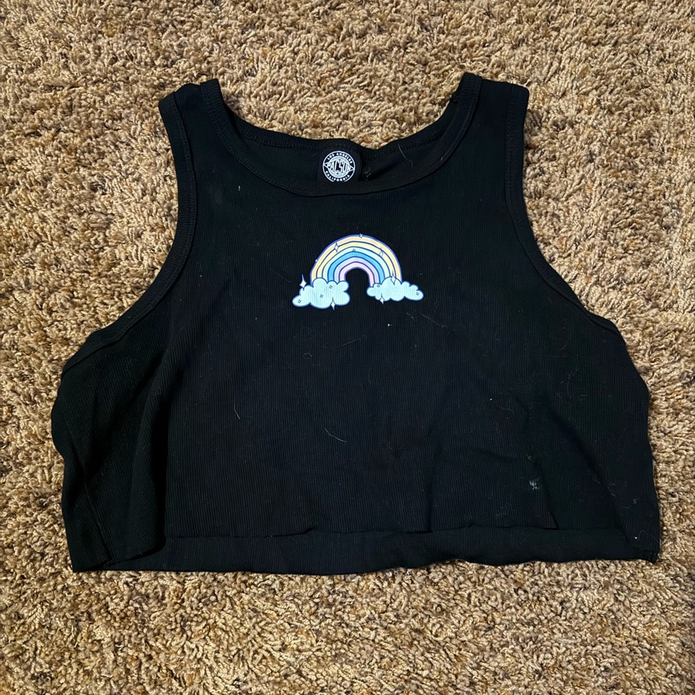 Pacsun Rainbow Cropped Tank Top - M